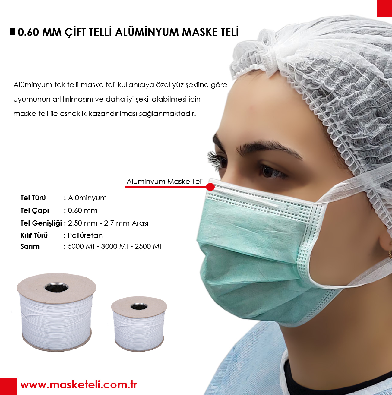 0.60 mm Alüminyum Çiftli Maske Teli